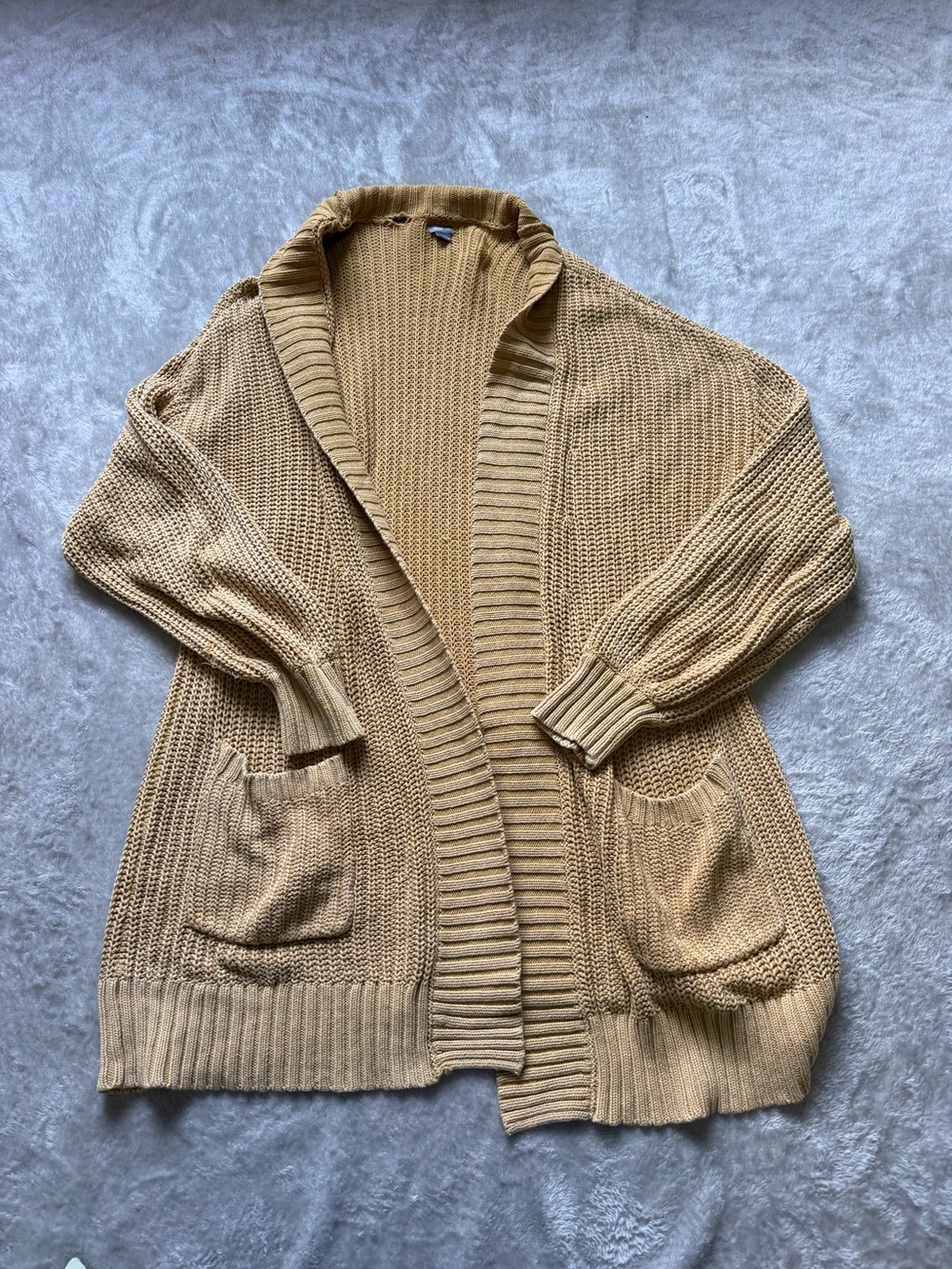 aerie Tan Open-Front Knit Cardigan with Pockets